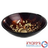 כיור מונח זכוכית צבע עלים חום 41X32X15 כיור מונח זכוכית צבע עלים חום 41X32X15
