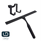 מגב למקלחון שחור עם מתלה ללא קידוח מגב למקלחון שחור עם מתלה ללא קידוח