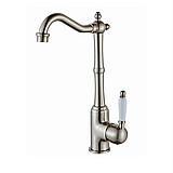 ברז פרח ענתיק ניקל מוברש ידית בירה לבנה ברז פרח ענתיק ניקל מוברש ידית בירה לבנה