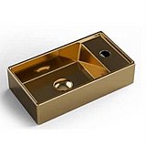 כיור חרס מלבני 41/22/10 מונח / תלוי בצבע זהב מבריק כיור חרס מלבני 41/22/10 מונח / תלוי בצבע זהב מבריק