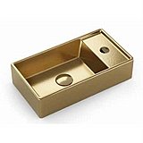 כיור חרס מלבני 41/22/10 מונח / תלוי בצבע זהב מבריק כיור חרס מלבני 41/22/10 מונח / תלוי בצבע זהב מבריק