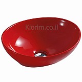כיור חרס מונח אובלי אדום 410X335X140 כיור חרס מונח אובלי אדום 410X335X140