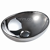 כיור חרס מונח אובלי כסף 410X335X140 כיור חרס מונח אובלי כסף 410X335X140