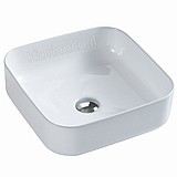 כיור חרס מונח מרובע לבן שוליים צרים 390x390x135 כיור חרס מונח מרובע לבן שוליים צרים 390x390x135