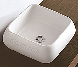 כיור חרס מונח לבן מרובע משופע 40X40X15 כיור חרס מונח לבן מרובע משופע 40X40X15