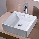 כיור חרס מונח לבן מרובע 43X43X12.5 כיור חרס מונח לבן מרובע 43X43X12.5