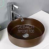 כיור חרס מונח עגול חום מט שוליים צרים 36X12 כיור חרס מונח עגול חום מט שוליים צרים 36X12