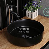 כיור חרס מונח עגול שחור מט שוליים צרים 36X12 כיור חרס מונח עגול שחור מט שוליים צרים 36X12