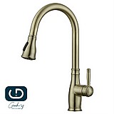 ברז מטבח נשלף גבוה בעיצוב כפרי בגימור מוברש ברז מטבח נשלף גבוה בעיצוב כפרי בגימור מוברש