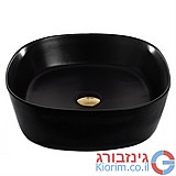 כיור חרס מונח מרובע שחור מט 44X44X13 כיור חרס מונח מרובע שחור מט 44X44X13